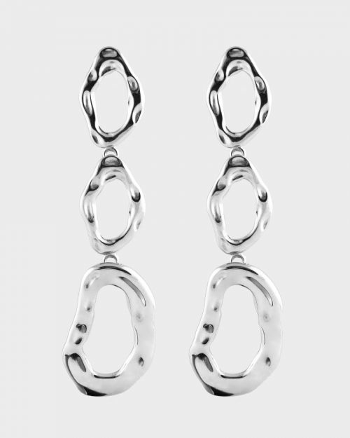 Pendientes de acero inoxidable en color plateado de estilo actual y moderno. Joyas para moda de mujer actual.